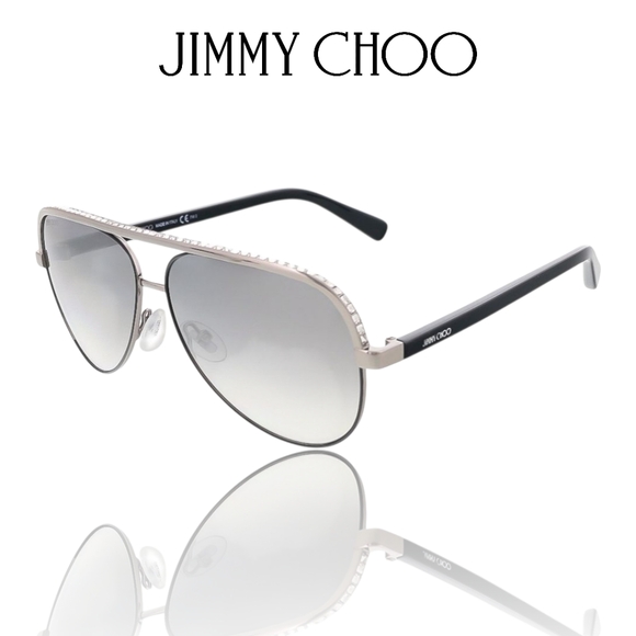 Jimmy Choo Accessories - Jimmy Choo LINA/S Silver Black Crystal Jeweled Aviator Gradient Sunglasses